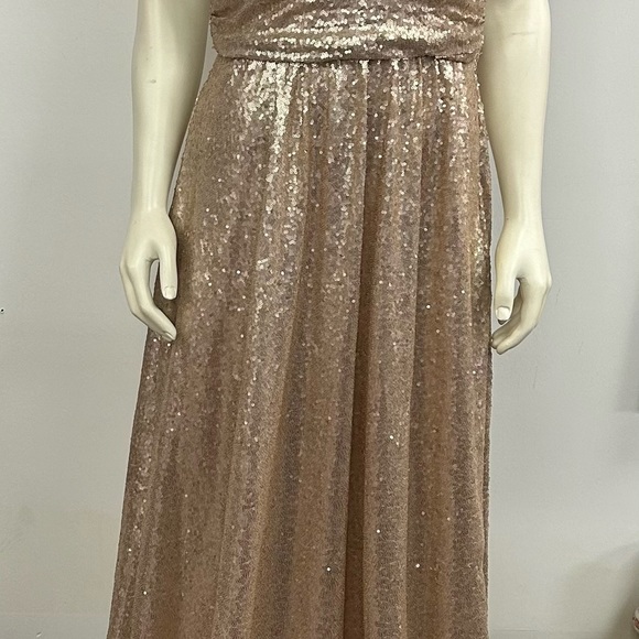 LULUS SEQUINED MAXI GOLD PARTY DRESS PIT 17 inches waist 34 inches - Picture 6 of 10